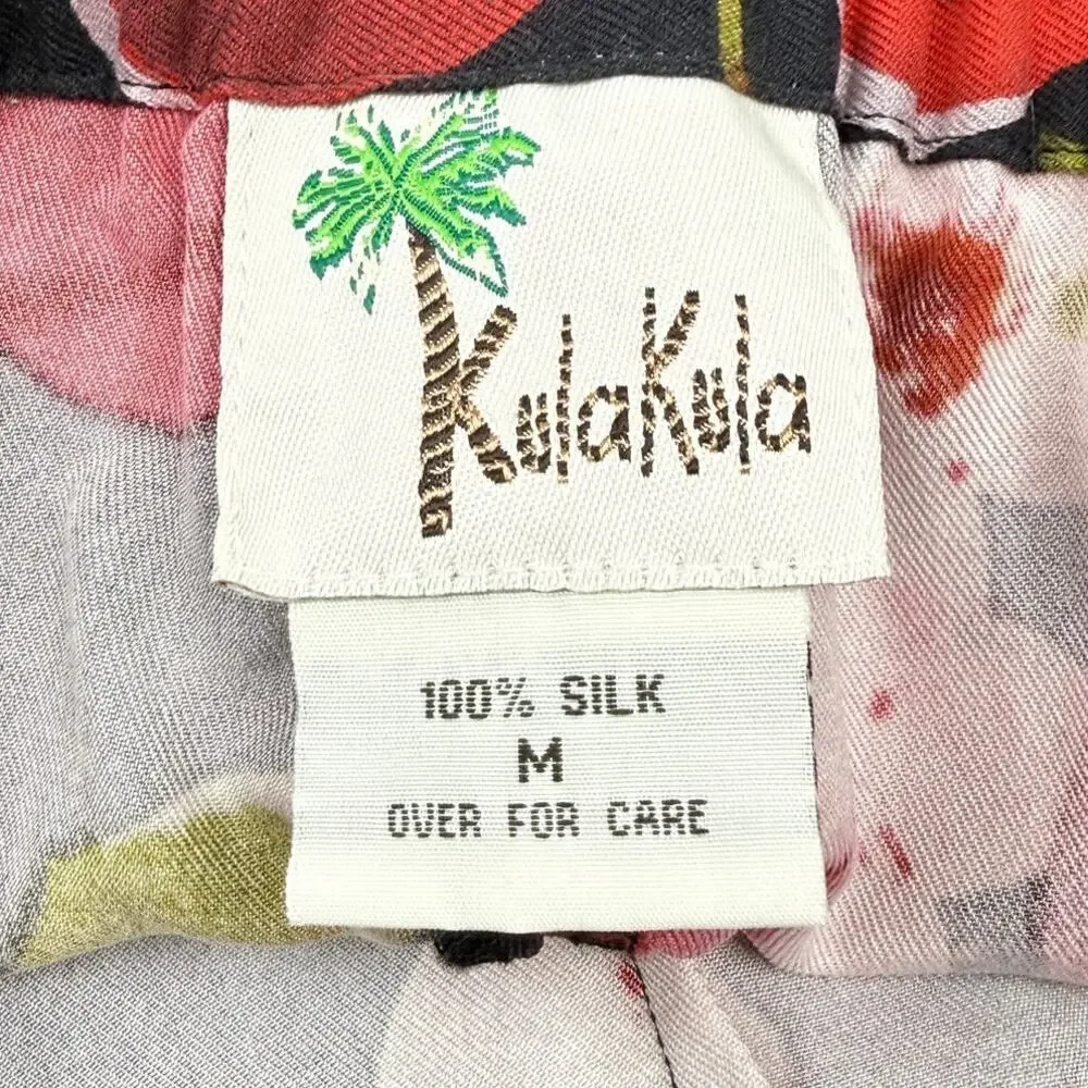 Vintage Hawaiian Kula Kula Silk Cherry Tropical Print Matching Set Summer